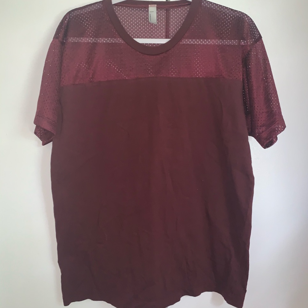 American Apparel Maroon Mesh T-Shirt M